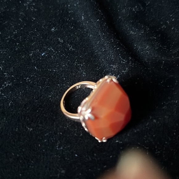 Square cushion checkerboard cut red agate ring copper - Picture 7 of 7